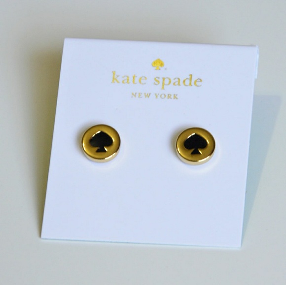 KATE SPADE SPOT THE SPADE EARRINGS BLACK - Picture 1 of 2